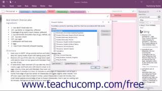 OneNote 2016 Tutorial The Research Pane Microsoft Training [upl. by Eizzik]