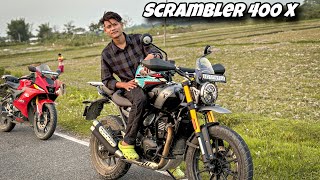 Triumph Scrambler 400 X small Review😊Pure Raw Ride [upl. by Wattenberg]