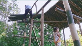 Full video 90 days 19year old single mother builds a warm bamboo house in the forest [upl. by Enilram]