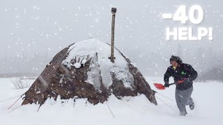 EXTREME  31C WINTER CAMPING IN THE WARMEST HOT TENT ON EARTH  Tent Inside Tent Winter Camping [upl. by Oam]