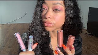 ASMR  UP CLOSE Lipgloss application  mouth sounds  slight inaudible [upl. by Ekihc229]