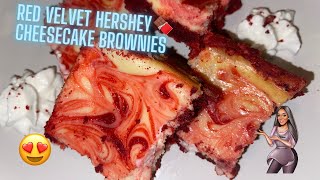 😍 RED VELVET HERSHEY CHEESECAKE BROWNIES🍫 [upl. by Idnir]