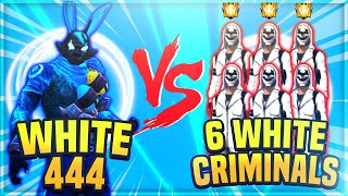 WHITE 444 VS 6 PRO PLAYERS  HACKER VS 6 WHITE CRIMINALS  DANGEROUS ROOM [upl. by Cartie9]