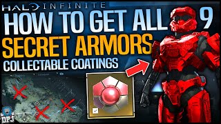 Halo Infinite How To Get All 9 SECRET MULTIPLAYER ARMOR SKINS  COATINGS  Campaign Armor Coatings [upl. by Jemine]