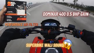 KampN Filter installed in Dominar 400  05 BHP Gain  Superbike wali sound finally [upl. by Aitropal]