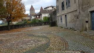 Ancienne forteresse vue de loin EstavayerleLac travel suisse city [upl. by Zubkoff]