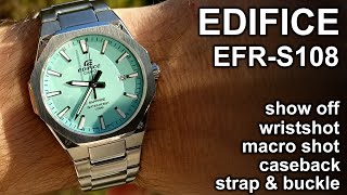 Casio Edifice EFRS108D2BV  Wristshot  Macro shot  Strap amp Buckle  Caseback [upl. by Netsrijk]