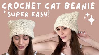 How To Crochet A Cat Beanie  Quick amp Easy Tutorial for beginners [upl. by Grubb603]