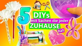 5 DIYs mit Sachen die jeder zuhause hat  Coole DINGE selber machen  Ideen gegen Langeweile zuhause [upl. by Sinnej]