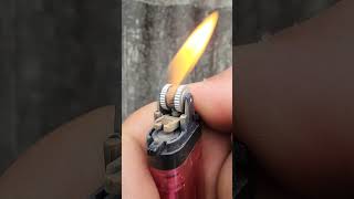 Skills how lighter works closeup in bushcraft slowmo [upl. by Ilamad]