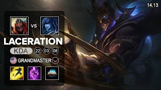 Laceration Zed vs Lissandra Mid  NA Grandmaster  Patch 1413 Season 14 [upl. by Day648]