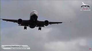 Planes Trying to Land at Heathrow During Storm Eunice [upl. by Drofliw]