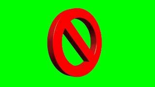 prohibited sign rotates 3D  green screen effects other colors available  free use [upl. by Enelaj]