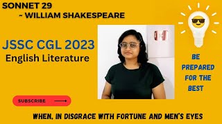 Sonnet 29 by William Shakespeare  jssc cgl 2023  english literature in hindi amp english [upl. by Kannan805]