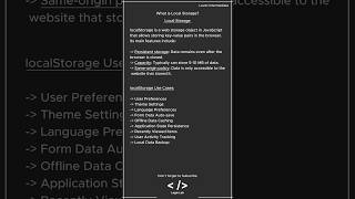 Web Development Interview Question Local Storage webdevelopment javascript [upl. by Gnoix767]