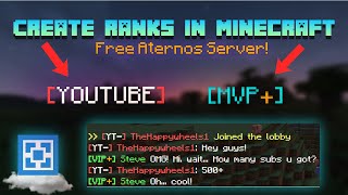 How to Create Custom Ranks on Your Minecraft Server Using Aternos  StepbyStep Guide [upl. by Gnov]