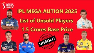 IPL 2025 Mega Auction Top Unsold Players With 15 Crores Base Price  ipl2025 ipl [upl. by Coad]