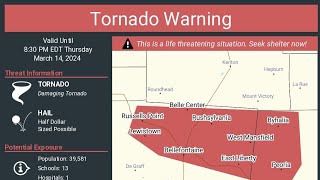 large wedge tornado near Wapakoneta Ohio 031424 severe weather coverage [upl. by Ava]