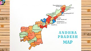 How to draw Andhra Pradesh map with districts  Andhra Pradesh map drawing easy [upl. by Gnilrets69]