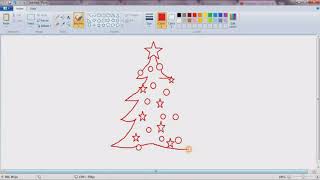 How to draw christmas Tree in ms paint for child [upl. by Tiossem]