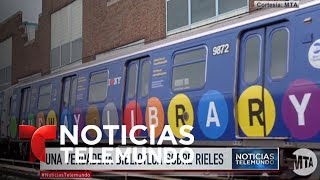 El metro de Nueva York se convierte en una biblioteca sobre rieles  Noticiero  Noticias Telemundo [upl. by Liryc]