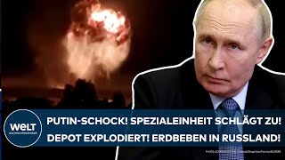 UKRAINEKRIEG Schock für Putin Spezialeinheit zerstört Waffendepot MegaExplosion löst Beben aus [upl. by Josy609]