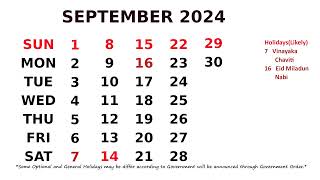 September Calendar 2024 [upl. by Eelnodnarb]