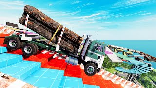 Truck VS Dangerous Stair Slope Challenge Driver 2 BeamNG Drive [upl. by Knut]