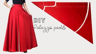 Very Easy Circular Palazzo Pants Cutting and Stitching  DIY umbrella palazzo for beginners [upl. by Attenal]