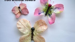 DIY BUTTERFLIES Make Butterflies from artificial flowers [upl. by Ieluuk302]