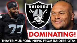 REPORT Thayer Munford Is DOMINATING At Las Vegas Raiders OTAs  Raiders News [upl. by Vacla]