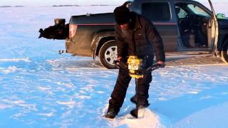 Drilling for Ice Fishing North Dakota [upl. by Gennie924]