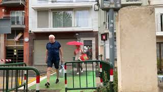 Calella level crossing Spain [upl. by Ahseekal]