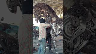 From scrap to masterpiece 🐴⚙️ weldingart horsesculpture recycledart metalart welding art [upl. by Refinej960]