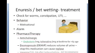 Pediatrics Enuresis Bet wetting trea child nocturnal Oxybutynin Tolterodine desmopressin DDAVP [upl. by Berger]