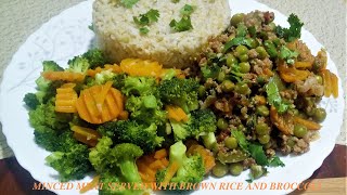 GARLIC MINCED MEAT RECIPEHOW TO COOK MEAT WITH BROWN RICE AND BROCCOLI [upl. by Morril133]