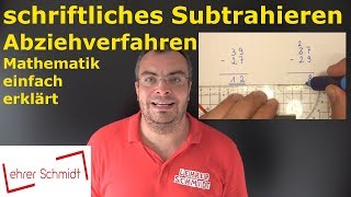 Schriftliches Subtrahieren mit dem Abziehverfahren  Mathematik  Lehrerschmidt [upl. by Ynoyrb]