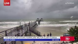 EarthCam livestream shows Hurricane Milton battering Florida [upl. by Akinas]