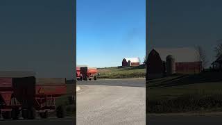 Tractor pulling two wagons full of corn 🌽 [upl. by Nosyerg]