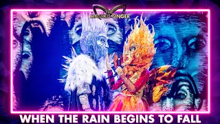 Flamme Fatale amp IJskoning  ‘When The Rain Begins To Fall’  Aflevering 6  The Masked Singer  VTM [upl. by Devonna]