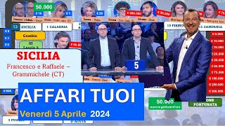 Affari tuoi di venerdì 5 aprile con la Sicilia  I pacchi aperti in ordine [upl. by Felicie770]