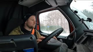 Trucking in a snowstorm Virginia to Maine Load [upl. by Notserp810]