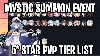 MYSTIC SUMMON EVENT 5 STAR PVP TIER LIST Epic Seven [upl. by Ecnerewal]