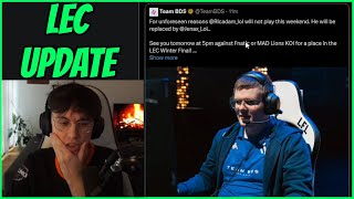 Caedrel Reacts To The News BDS Adam Wont Be Playing LEC This Weekend [upl. by Kirtap]