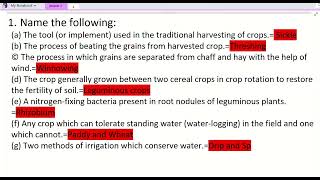 Lakhmir Singhs Science For class 8 Chapter 1 crop production and managementall exercises part 1 [upl. by Arty]