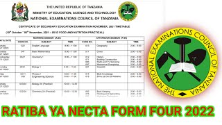 RATIBA YA NECTA FORM FOUR 2022 FORM FOUR NECTA TIMETABLE FOR 2022 [upl. by Dinsdale897]