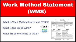 Work Method Statement WMS  Safe Work Method Statement SWMS  HSE STUDY GUIDE [upl. by Pam840]