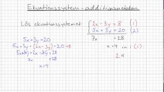 Matematik 2b Ekvationssystem  Additionsmetoden [upl. by Yrrok]