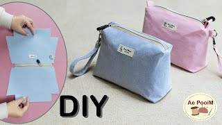 How to make zipper pouch bag  Easy sewing project [upl. by Hgielyk942]