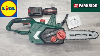 Parkside Cordless Chainsaw PKSA 20Li B2  Oregon  Double Guard  Lidl  unBoxing amp Test [upl. by Cate]